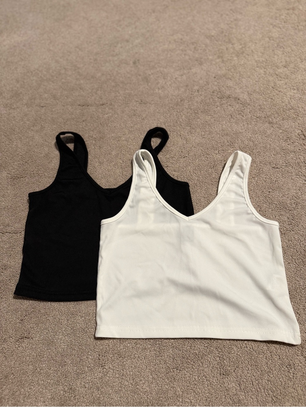 BUNDLE Women’s V-Neck Ribbed Tank Top - Black and White